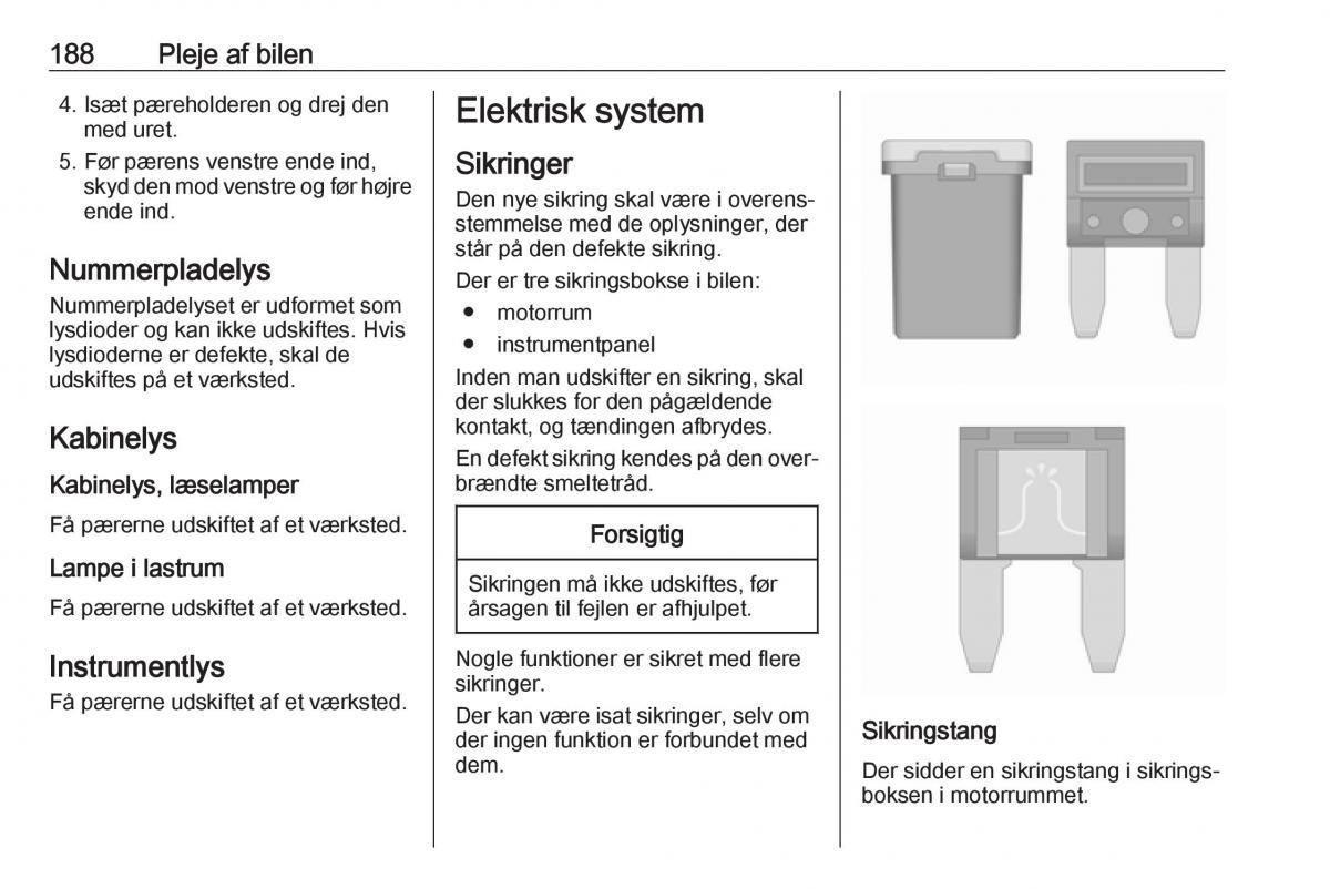 manual  Opel Crossland X Bilens instruktionsbog / page 190