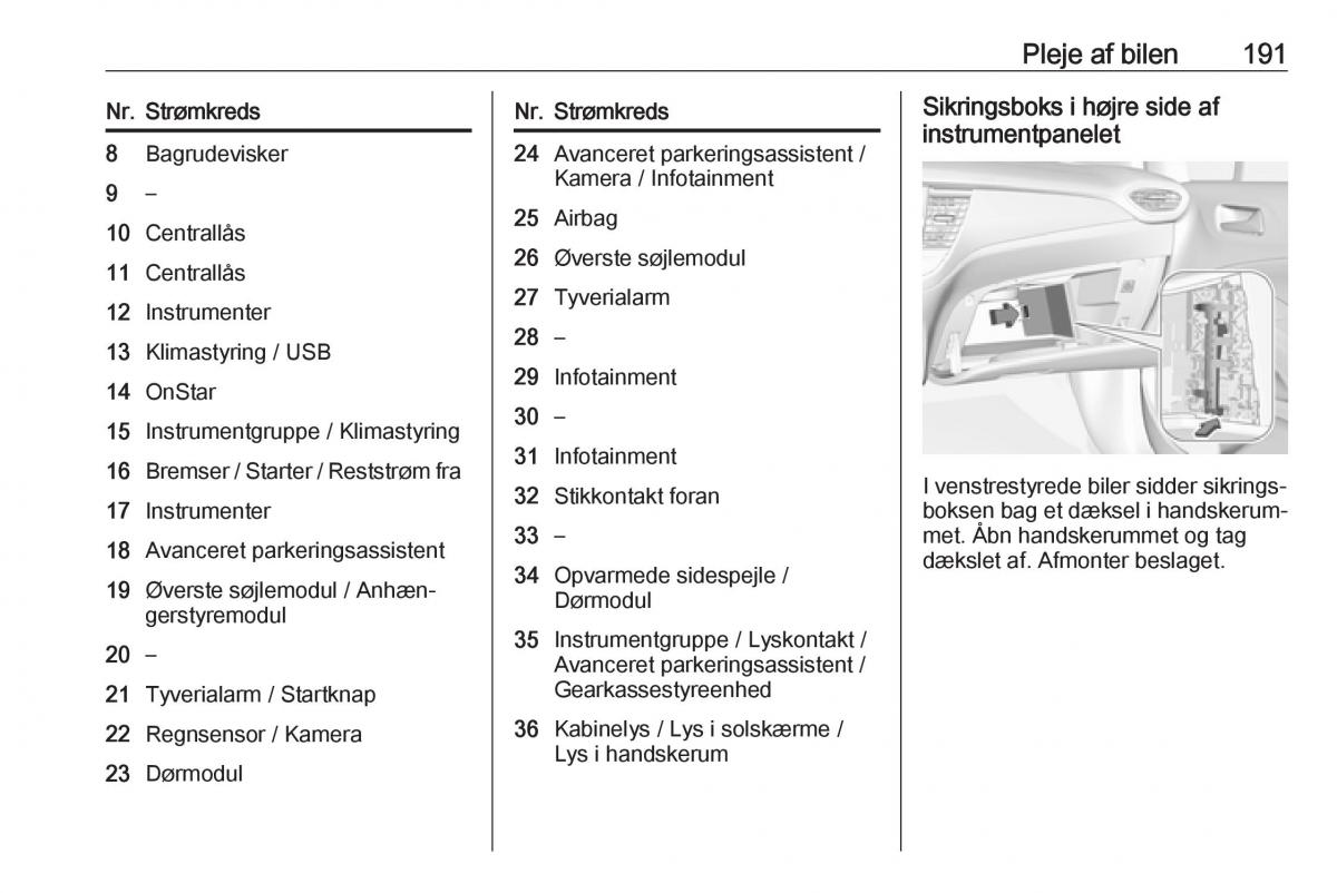 manual  Opel Crossland X Bilens instruktionsbog / page 193