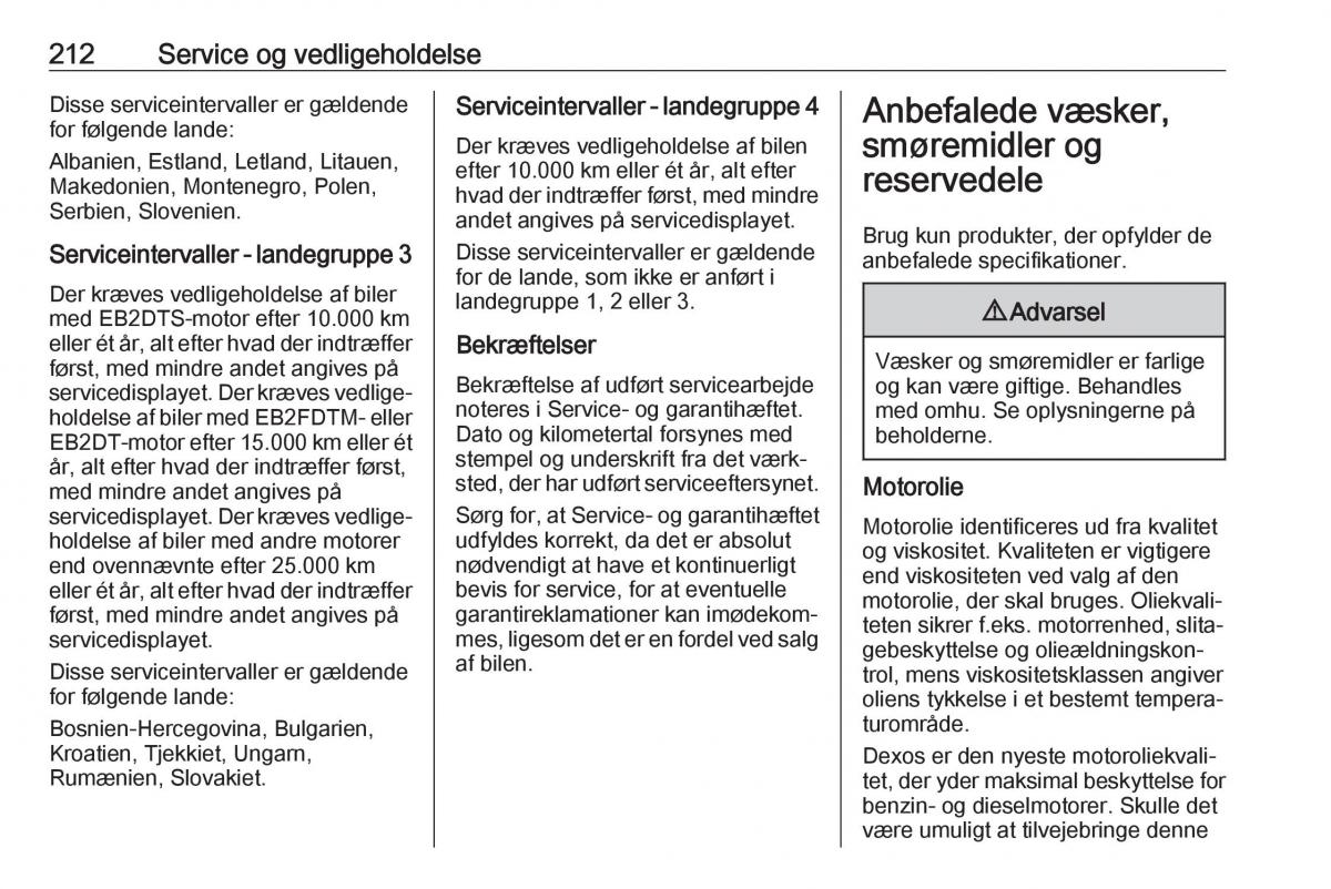 manual  Opel Crossland X Bilens instruktionsbog / page 214