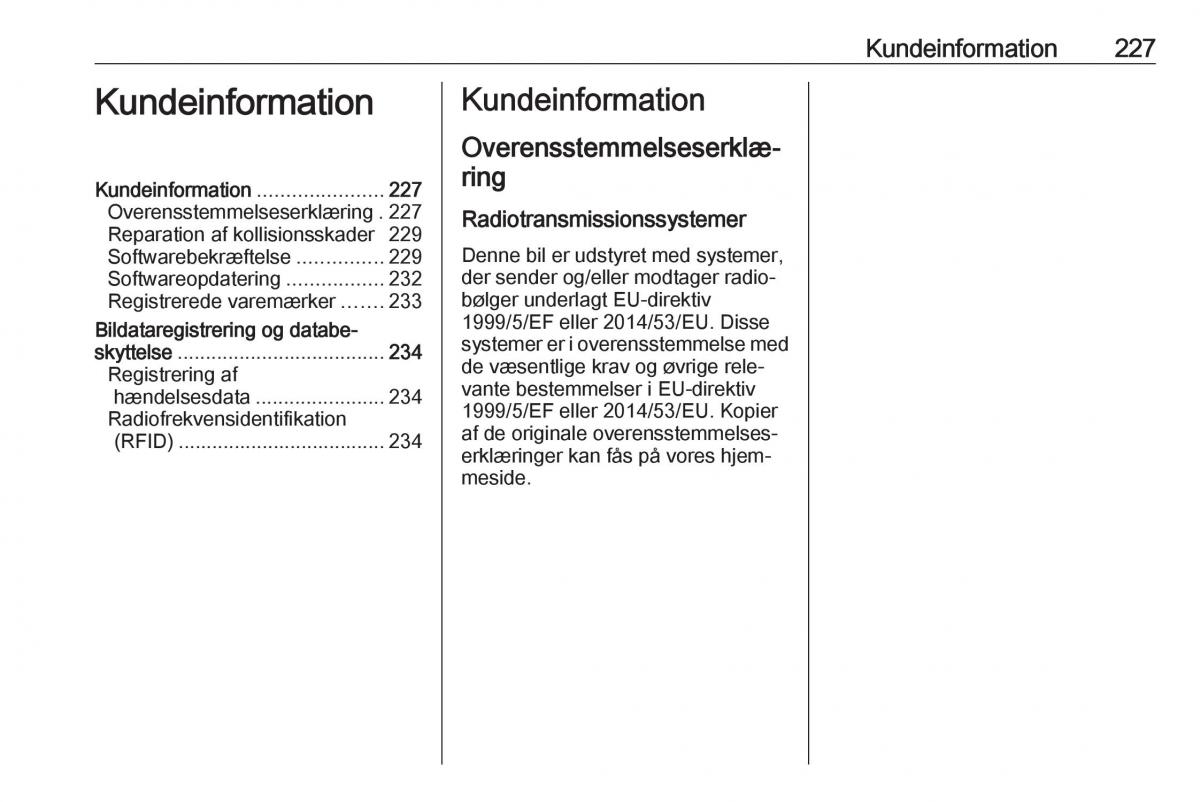 manual  Opel Crossland X Bilens instruktionsbog / page 229