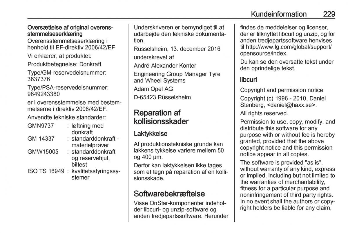 Opel Crossland X Bilens instruktionsbog / page 231