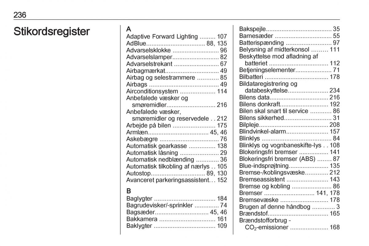 manual  Opel Crossland X Bilens instruktionsbog / page 238