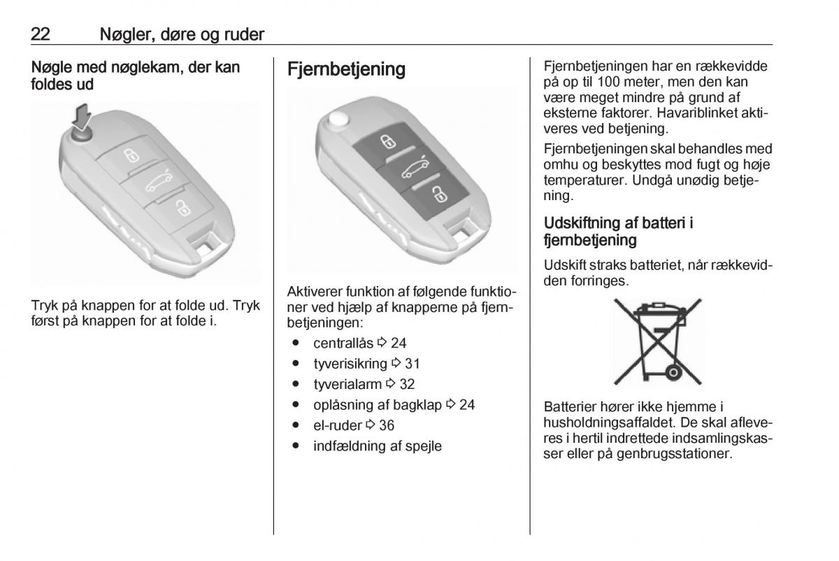 manual  Opel Crossland X Bilens instruktionsbog / page 24