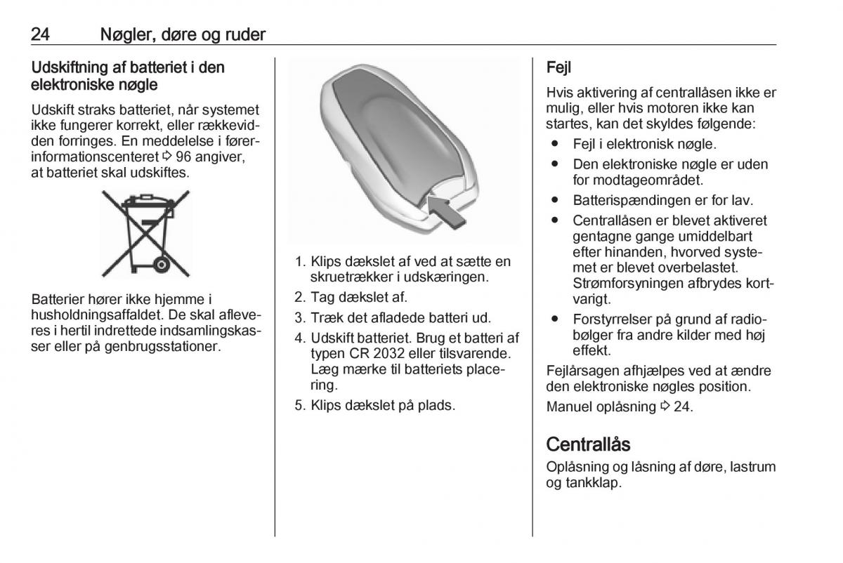 manual  Opel Crossland X Bilens instruktionsbog / page 26