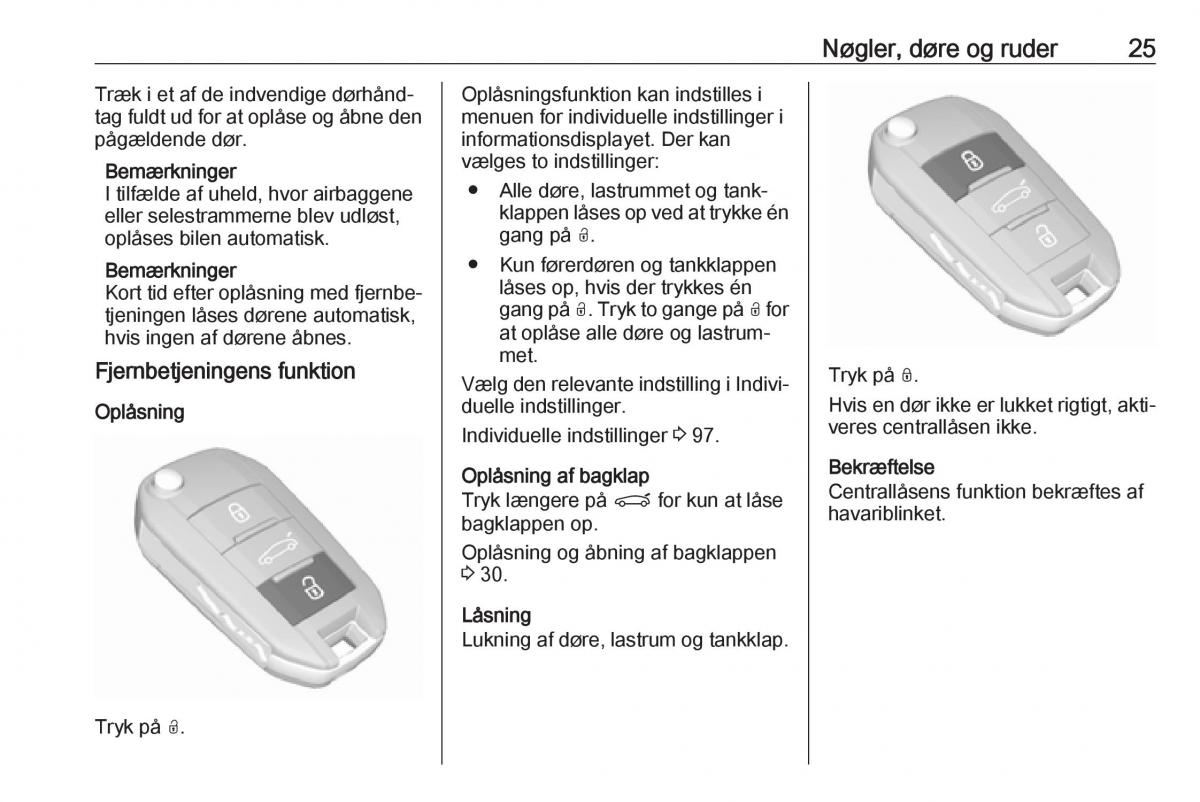 manual  Opel Crossland X Bilens instruktionsbog / page 27