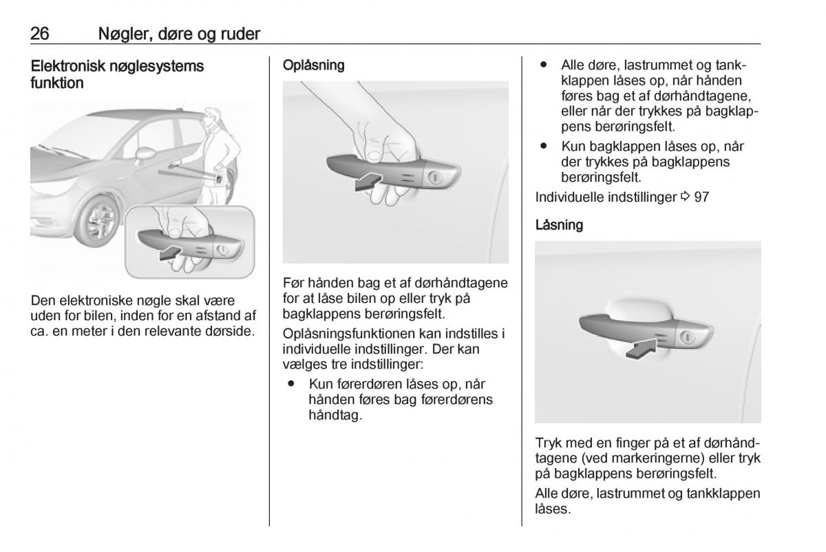 manual  Opel Crossland X Bilens instruktionsbog / page 28