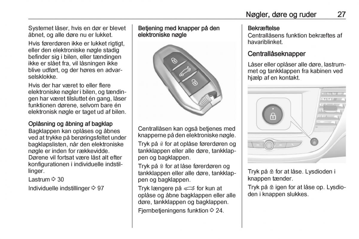 manual  Opel Crossland X Bilens instruktionsbog / page 29