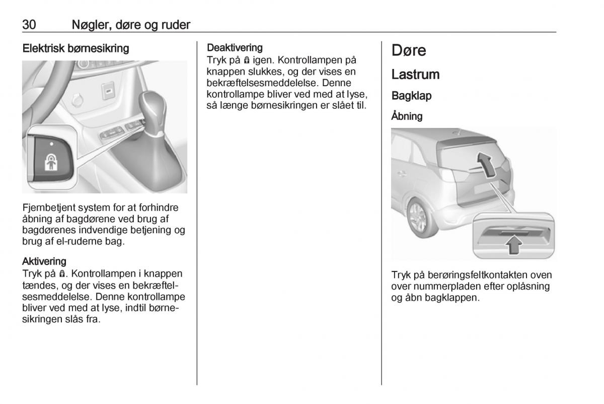 manual  Opel Crossland X Bilens instruktionsbog / page 32