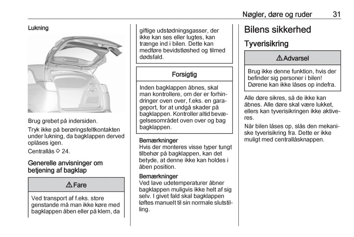 manual  Opel Crossland X Bilens instruktionsbog / page 33