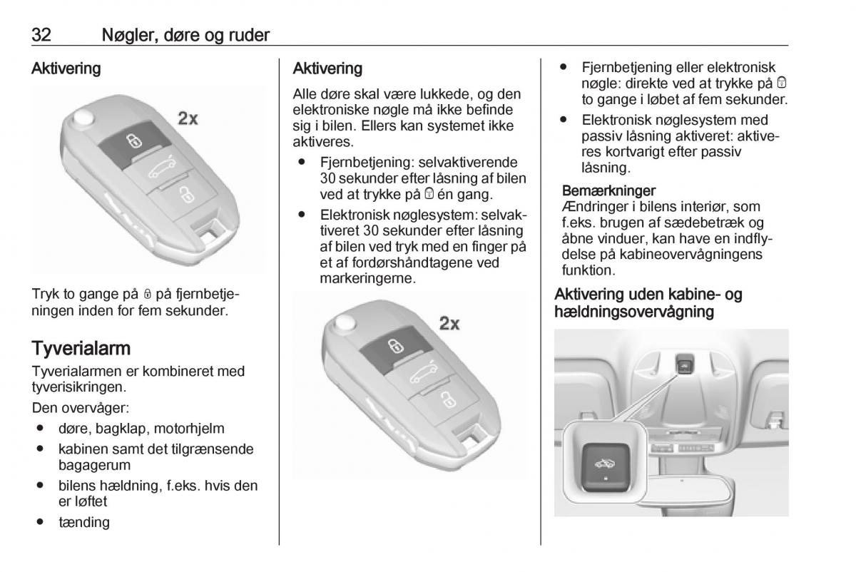 manual  Opel Crossland X Bilens instruktionsbog / page 34