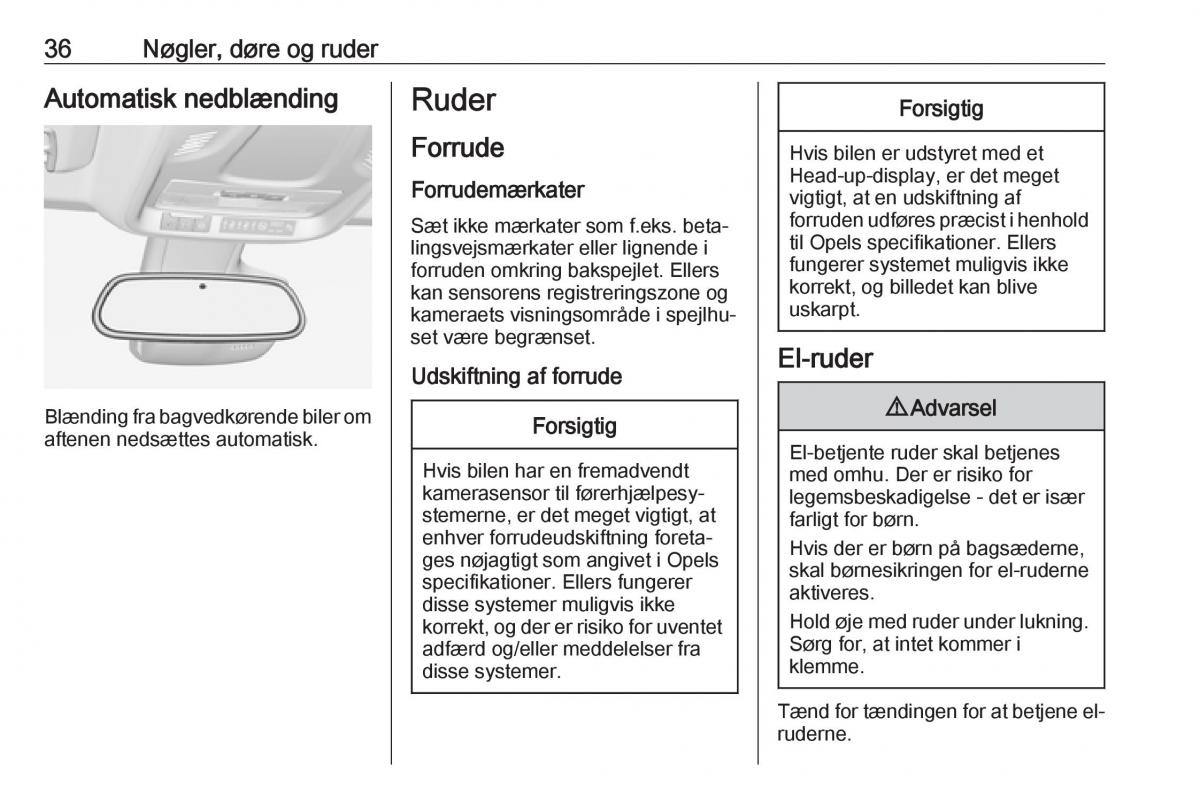 manual  Opel Crossland X Bilens instruktionsbog / page 38