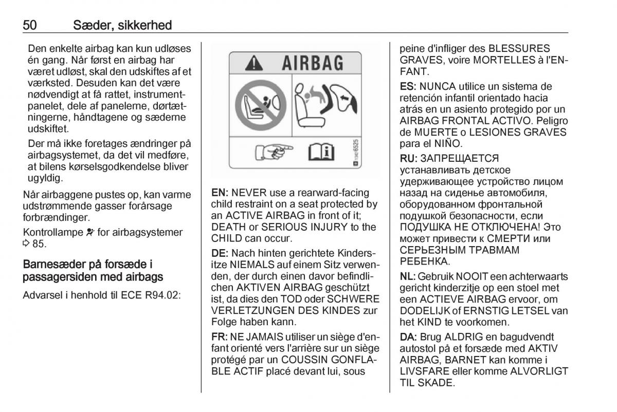 manual  Opel Crossland X Bilens instruktionsbog / page 52