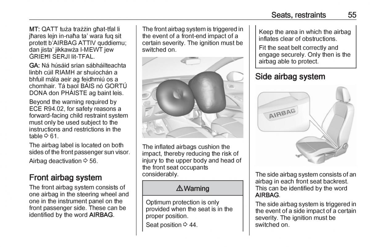 Opel Crossland X owners manual / page 57