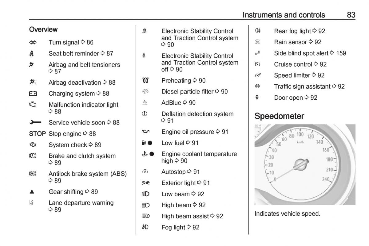 Opel Crossland X owners manual / page 85