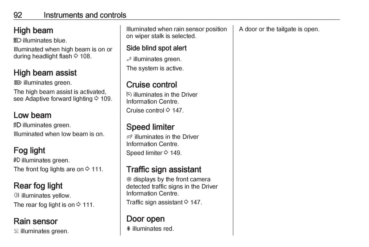 Opel Crossland X owners manual / page 94