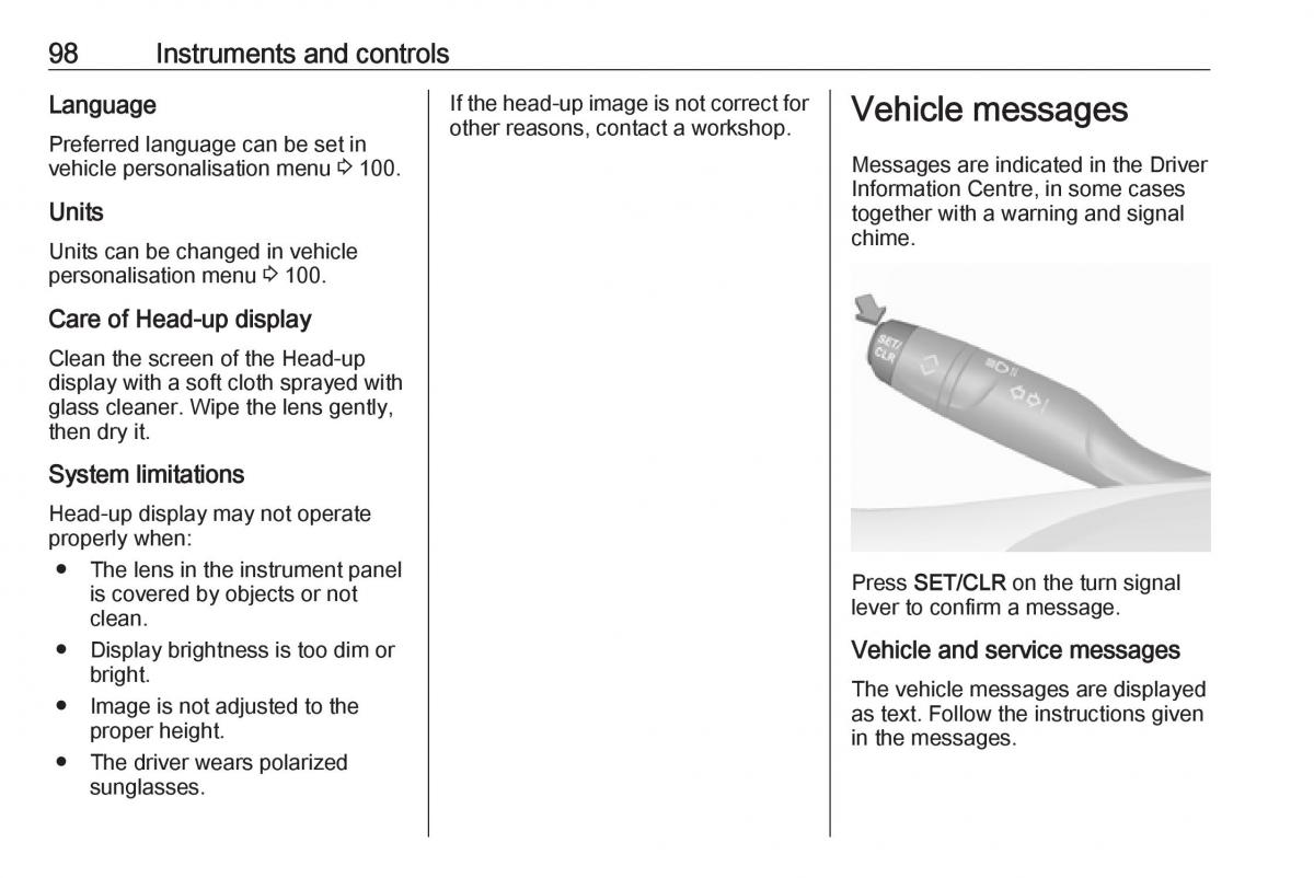 Opel Crossland X owners manual / page 100