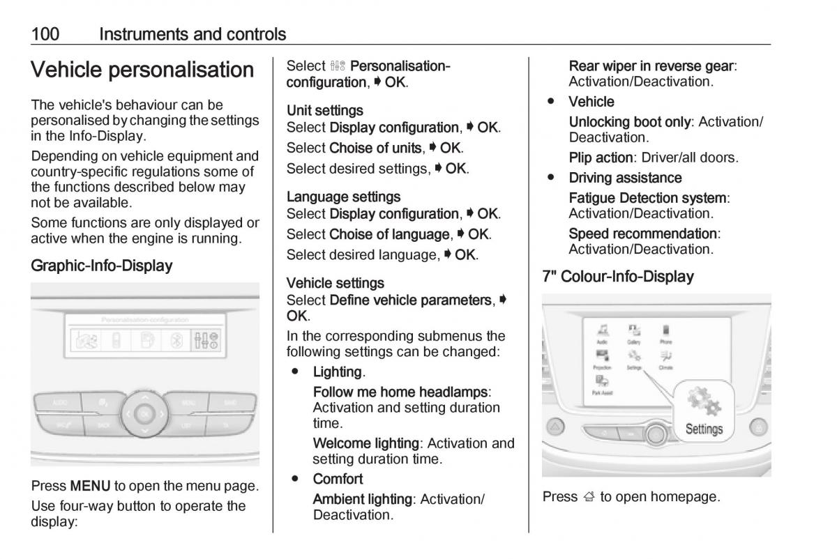 Opel Crossland X owners manual / page 102