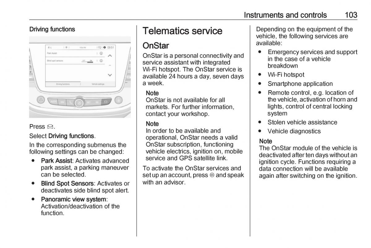 Opel Crossland X owners manual / page 105