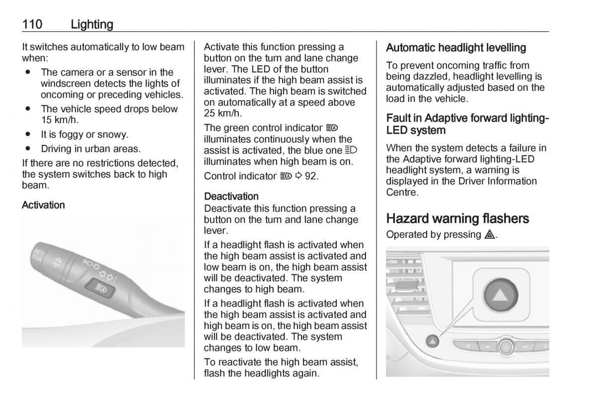 Opel Crossland X owners manual / page 112