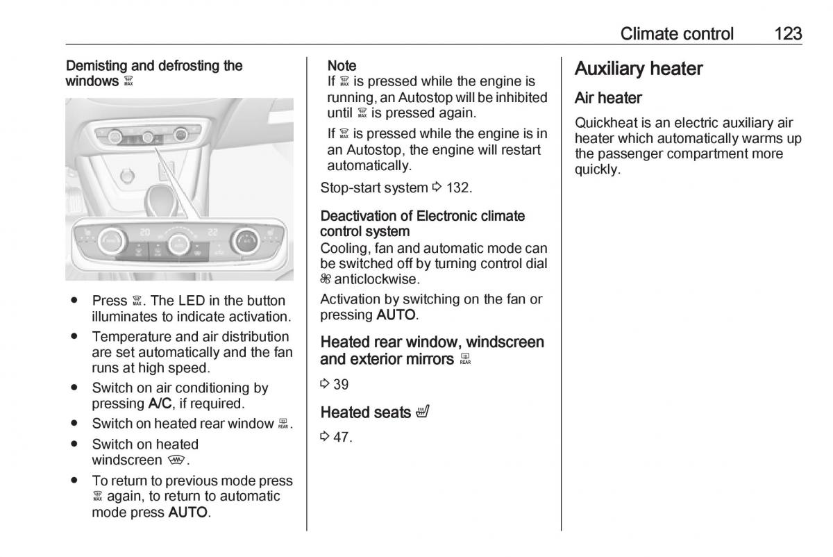 Opel Crossland X owners manual / page 125