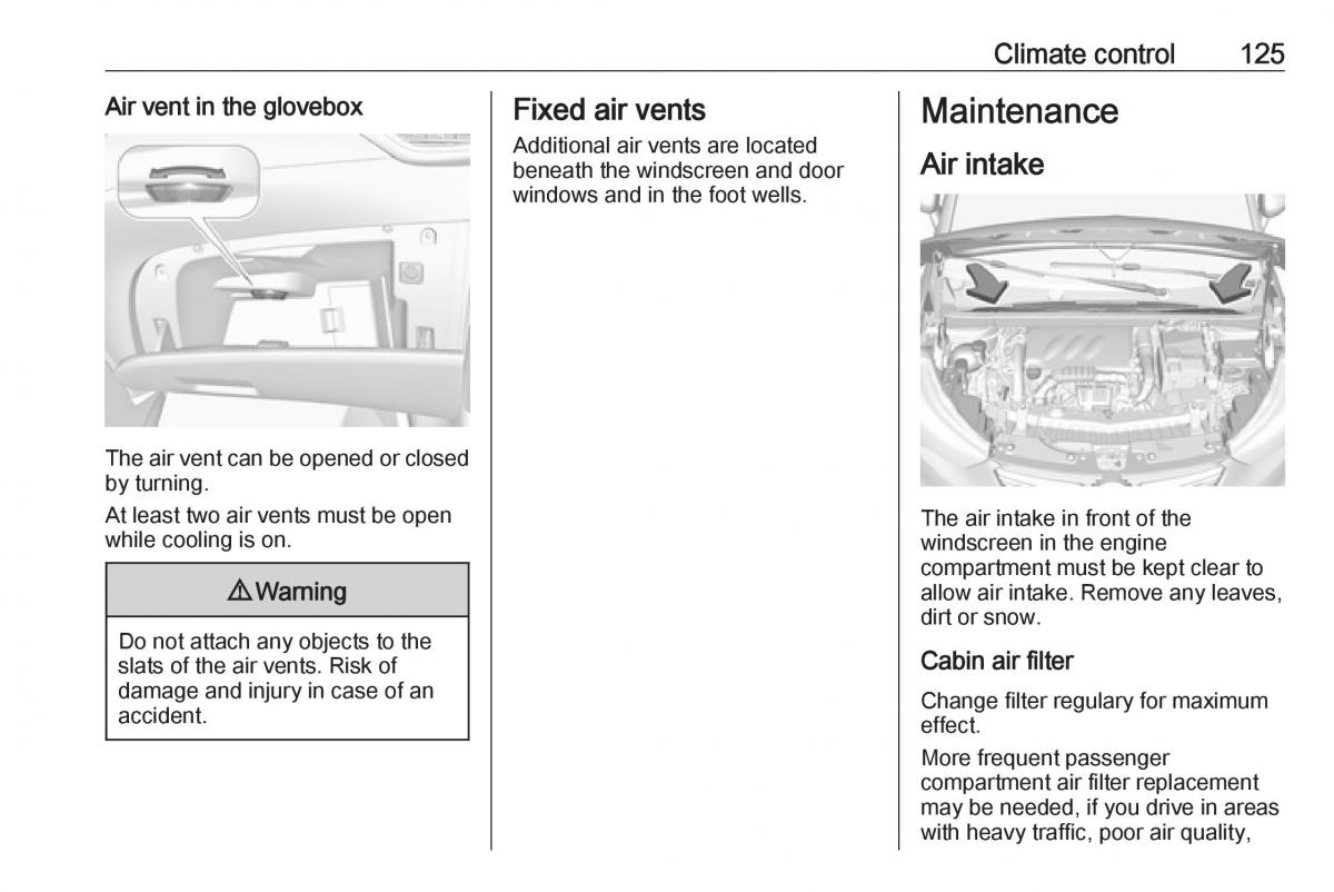 Opel Crossland X owners manual / page 127