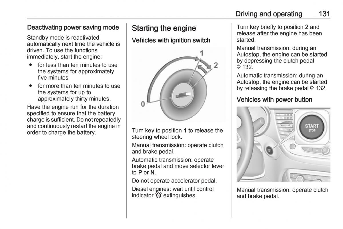 Opel Crossland X owners manual / page 133