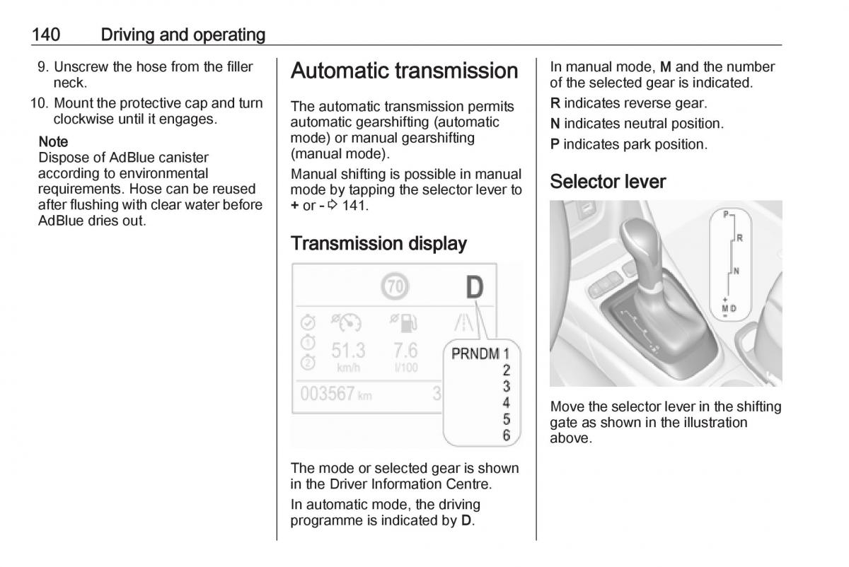 Opel Crossland X owners manual / page 142