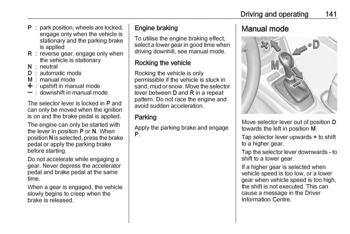 Opel Crossland X owners manual / page 143