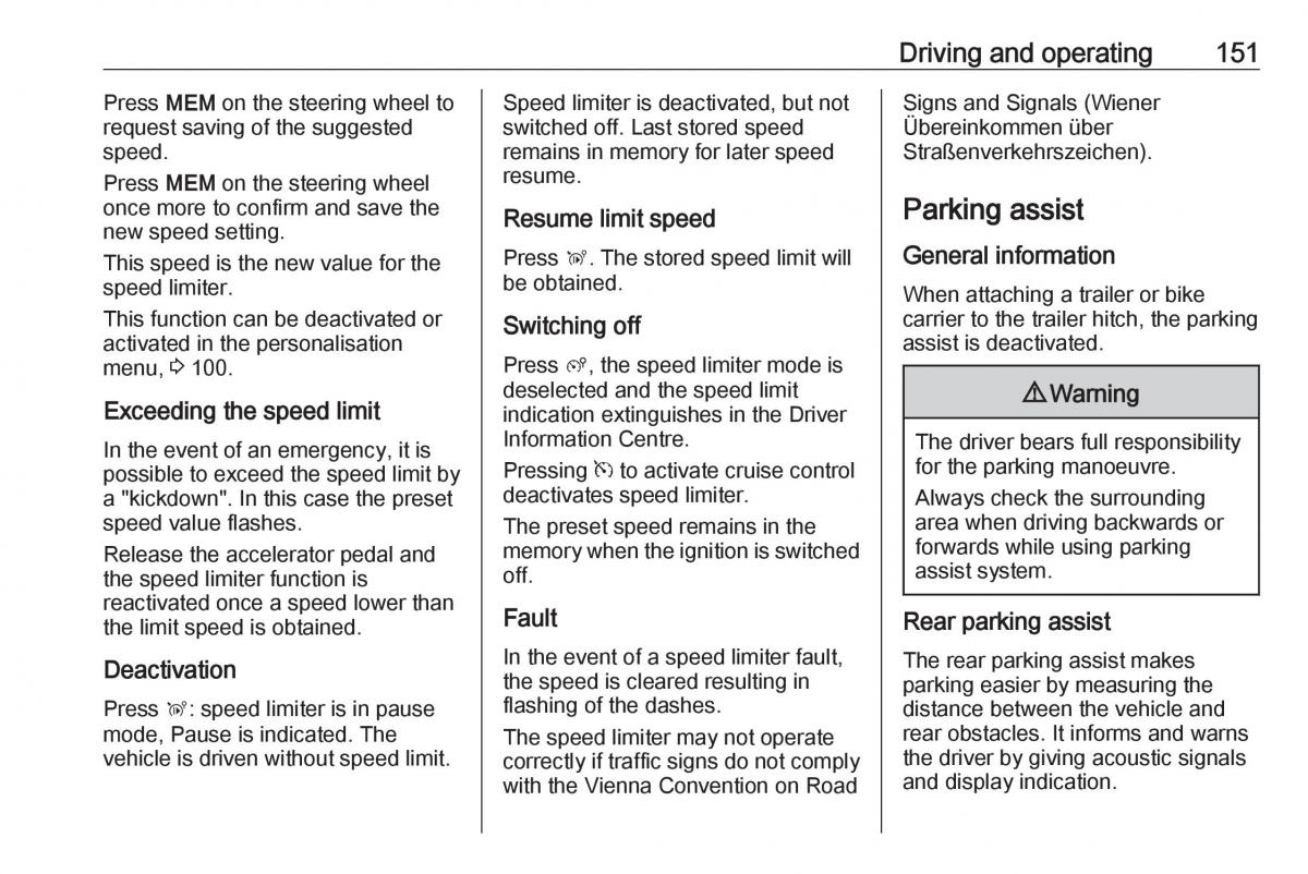 Opel Crossland X owners manual / page 153