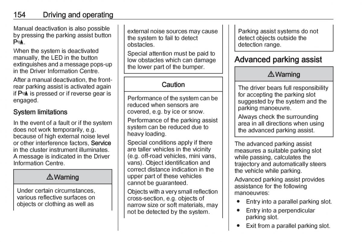 Opel Crossland X owners manual / page 156