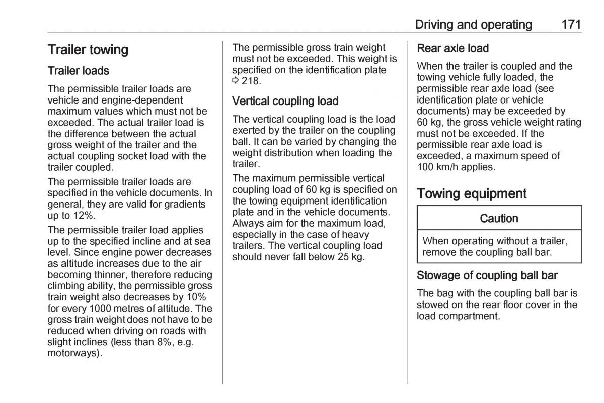 Opel Crossland X owners manual / page 173