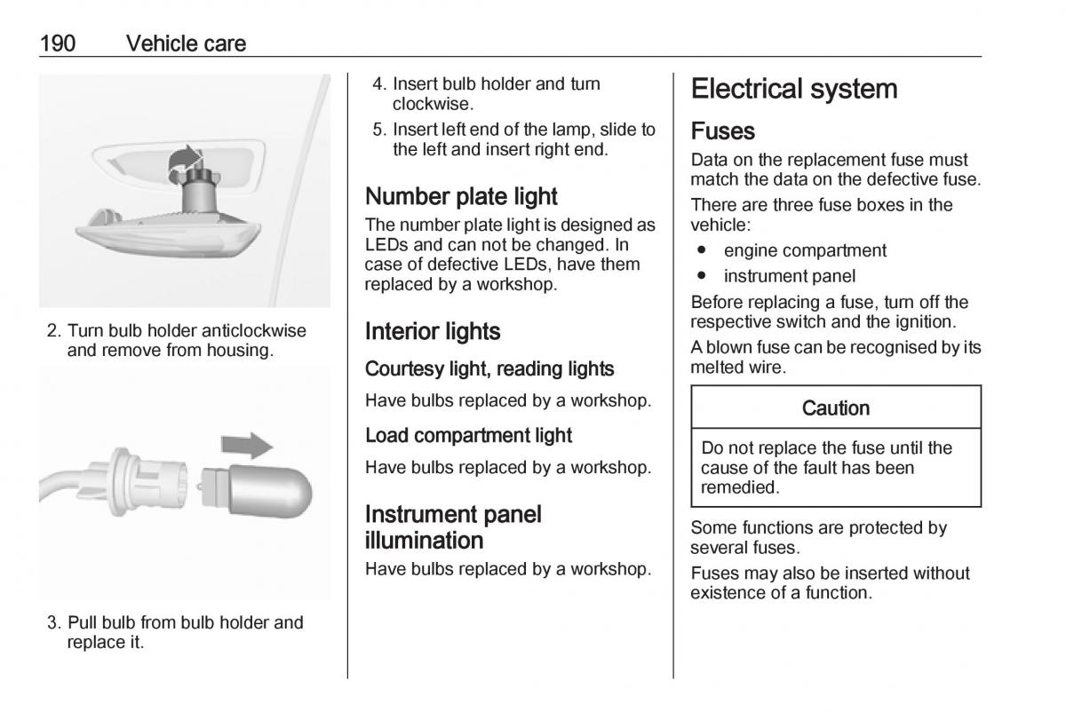 Opel Crossland X owners manual / page 192