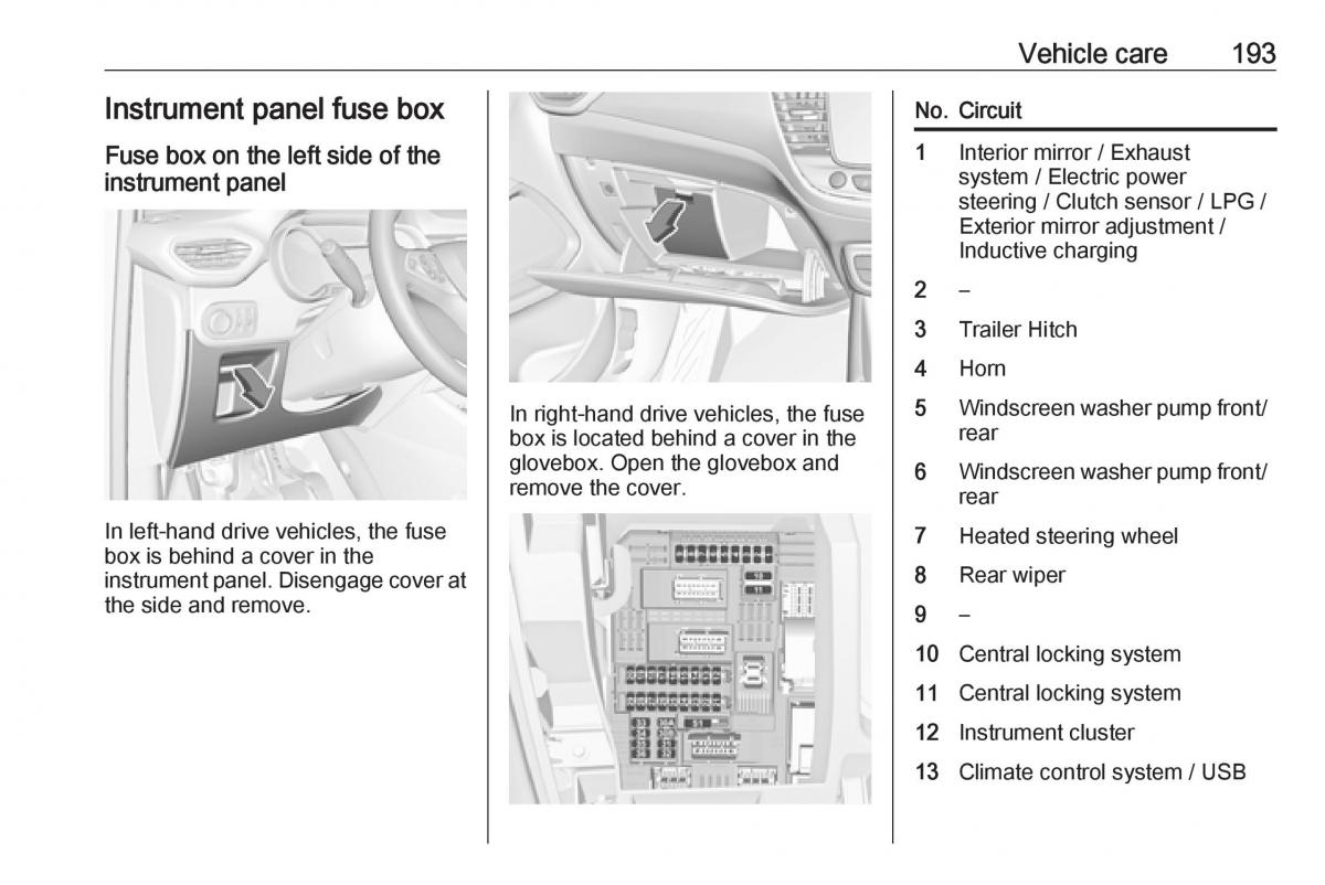 Opel Crossland X owners manual / page 195