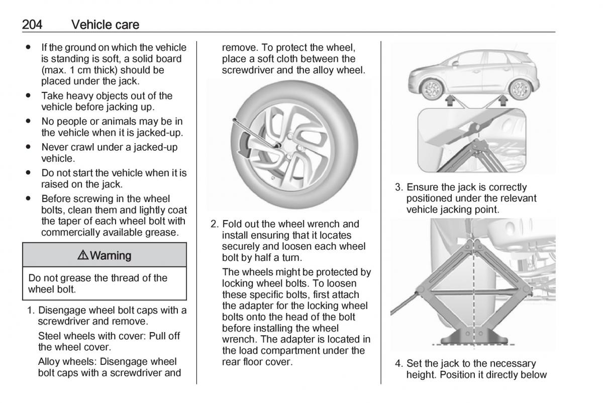 Opel Crossland X owners manual / page 206