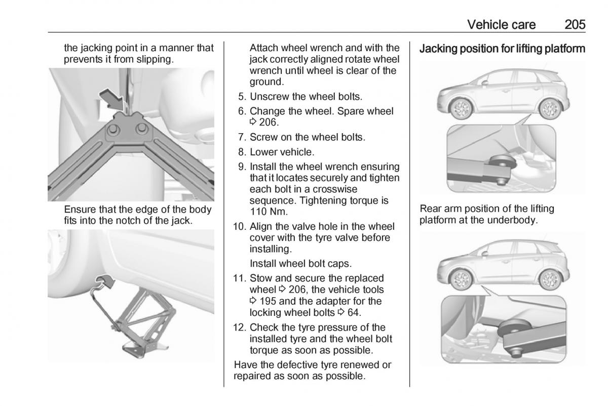 Opel Crossland X owners manual / page 207