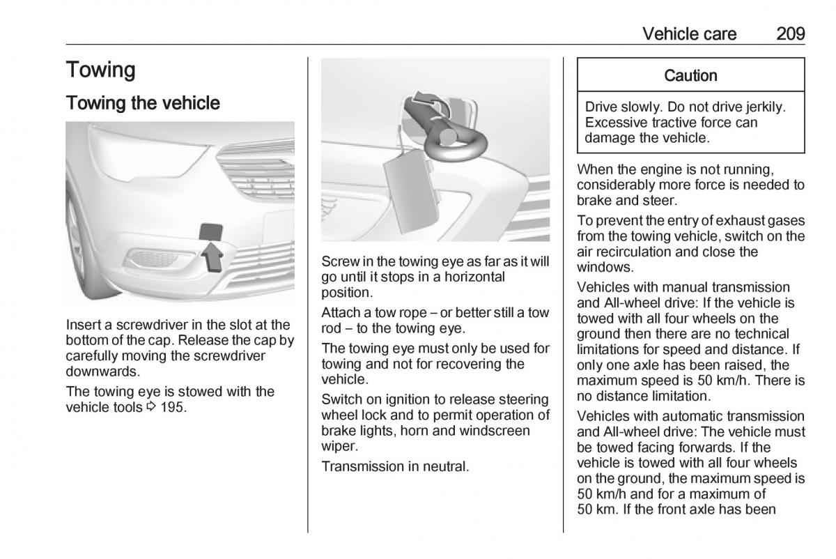 Opel Crossland X owners manual / page 211