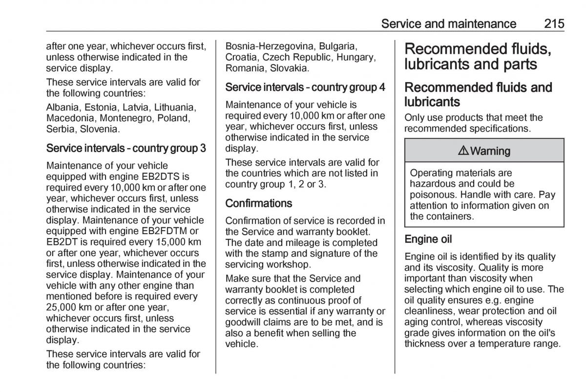 Opel Crossland X owners manual / page 217