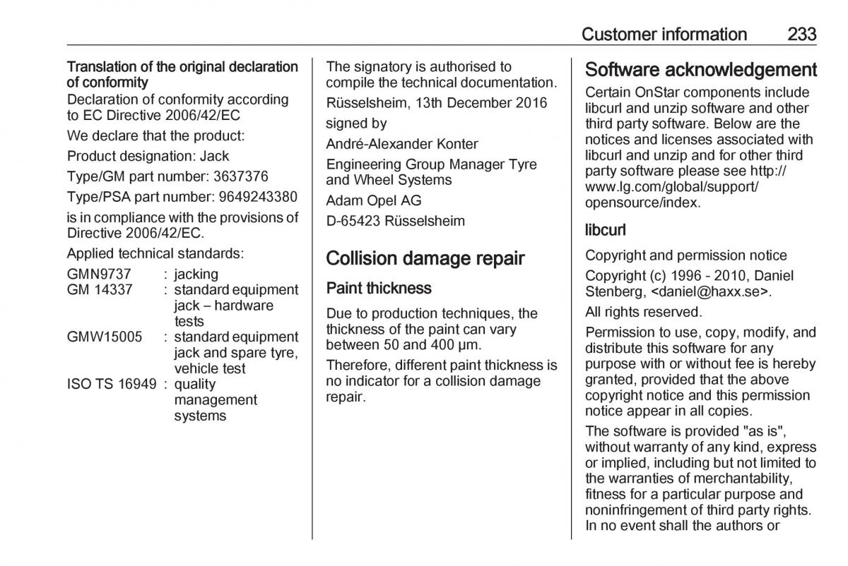 Opel Crossland X owners manual / page 235