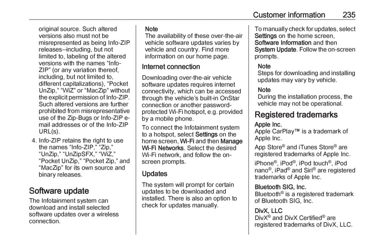 Opel Crossland X owners manual / page 237