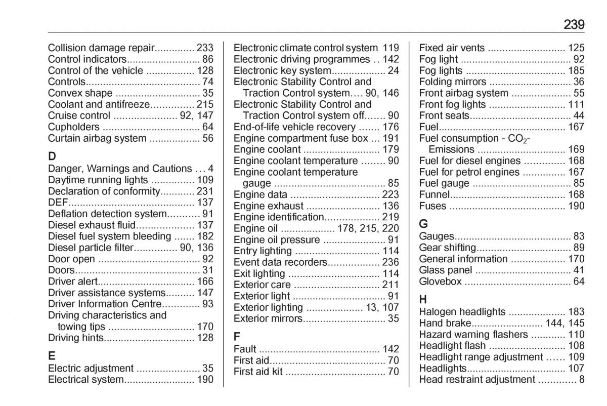 Opel Crossland X owners manual / page 241