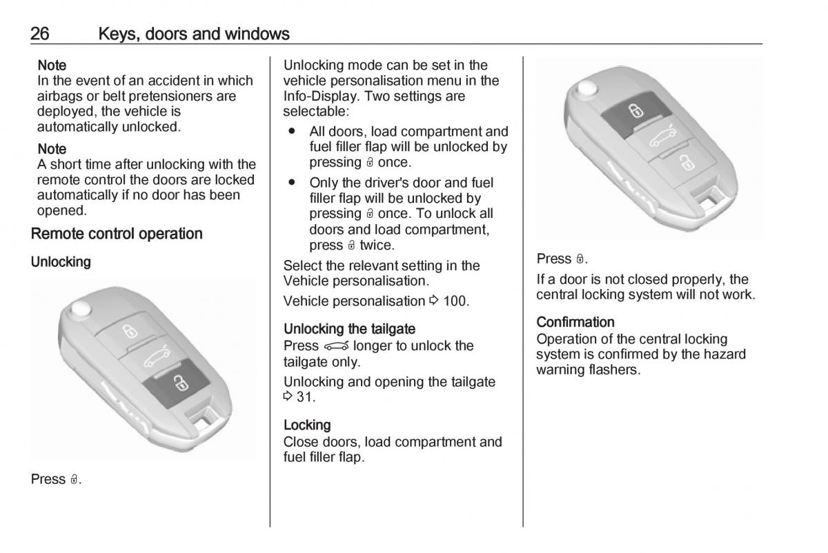 Opel Crossland X owners manual / page 28