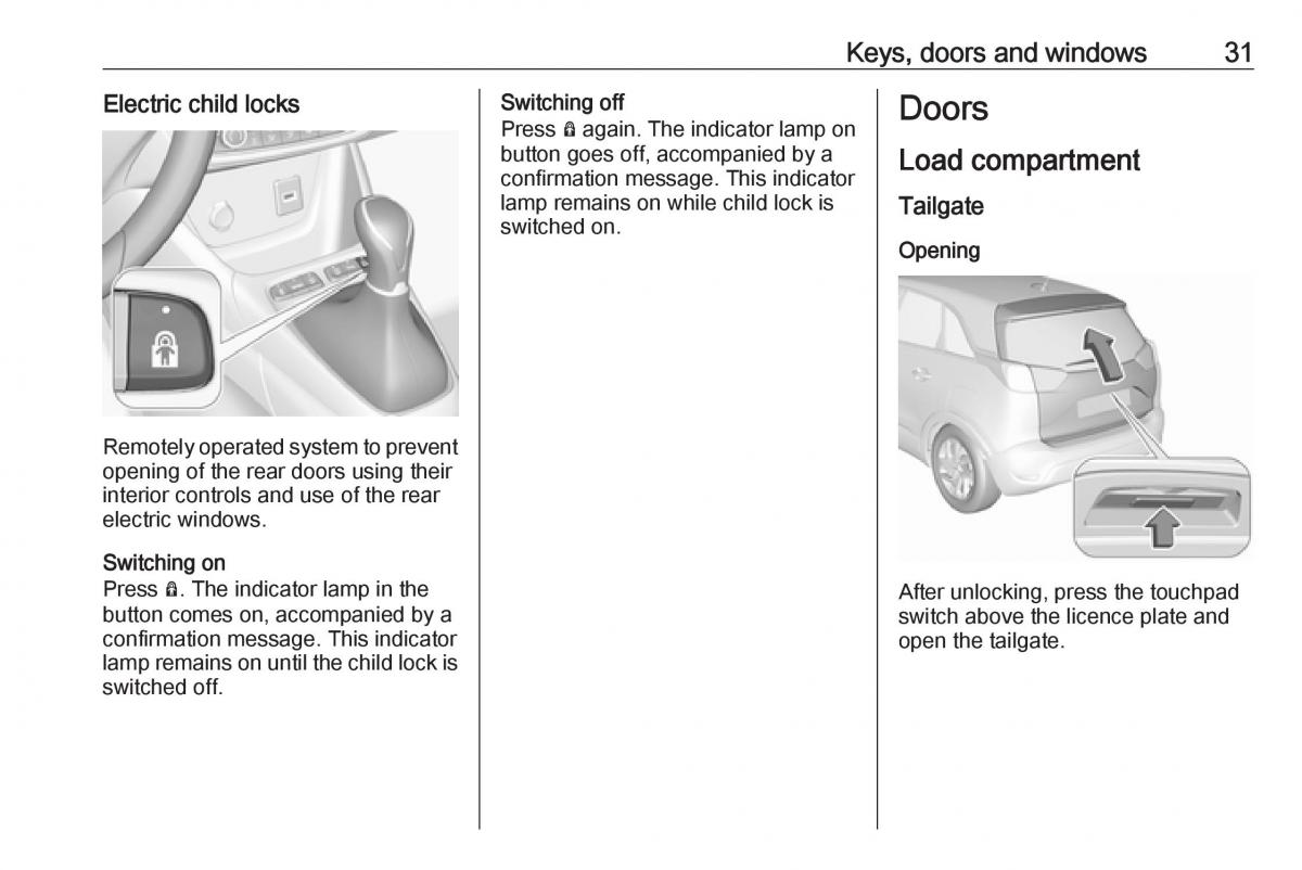 Opel Crossland X owners manual / page 33