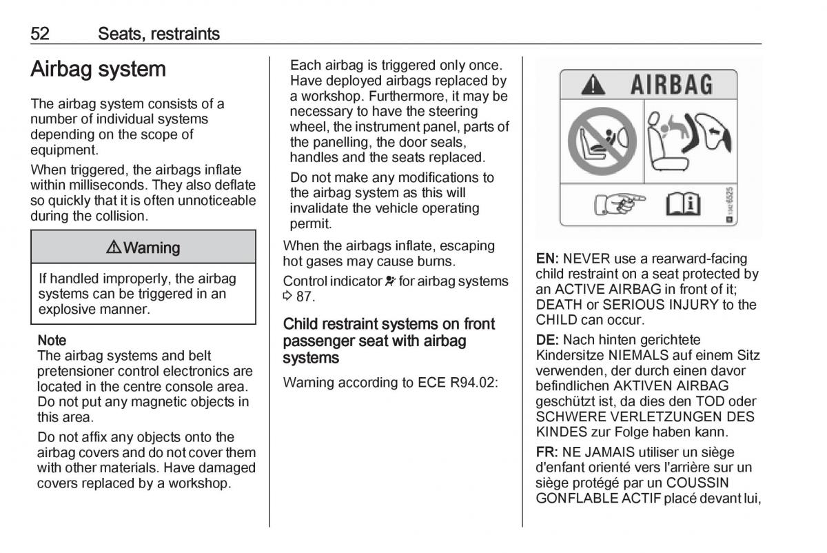 Opel Crossland X owners manual / page 54