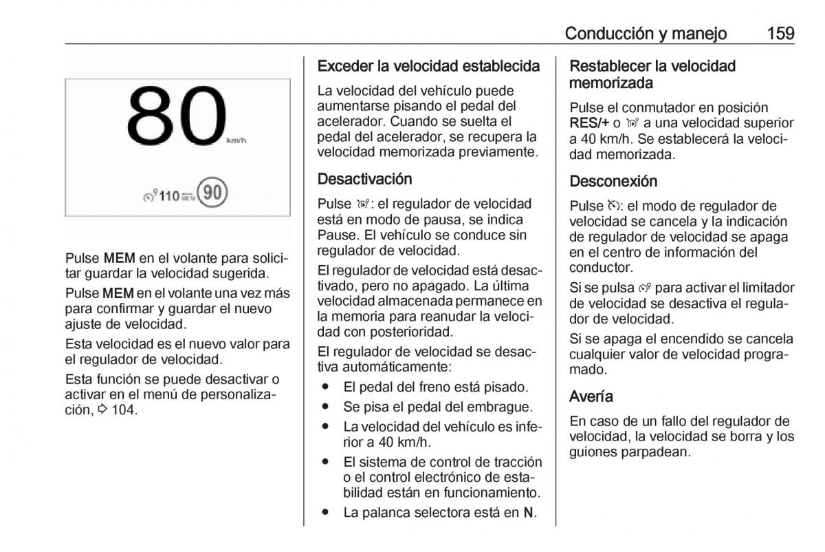 Opel Crossland X manual del propietario / page 161