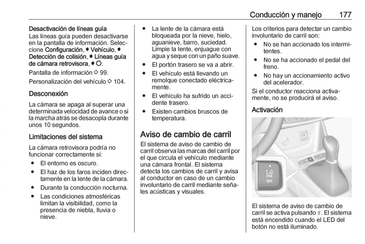 Opel Crossland X manual del propietario / page 179