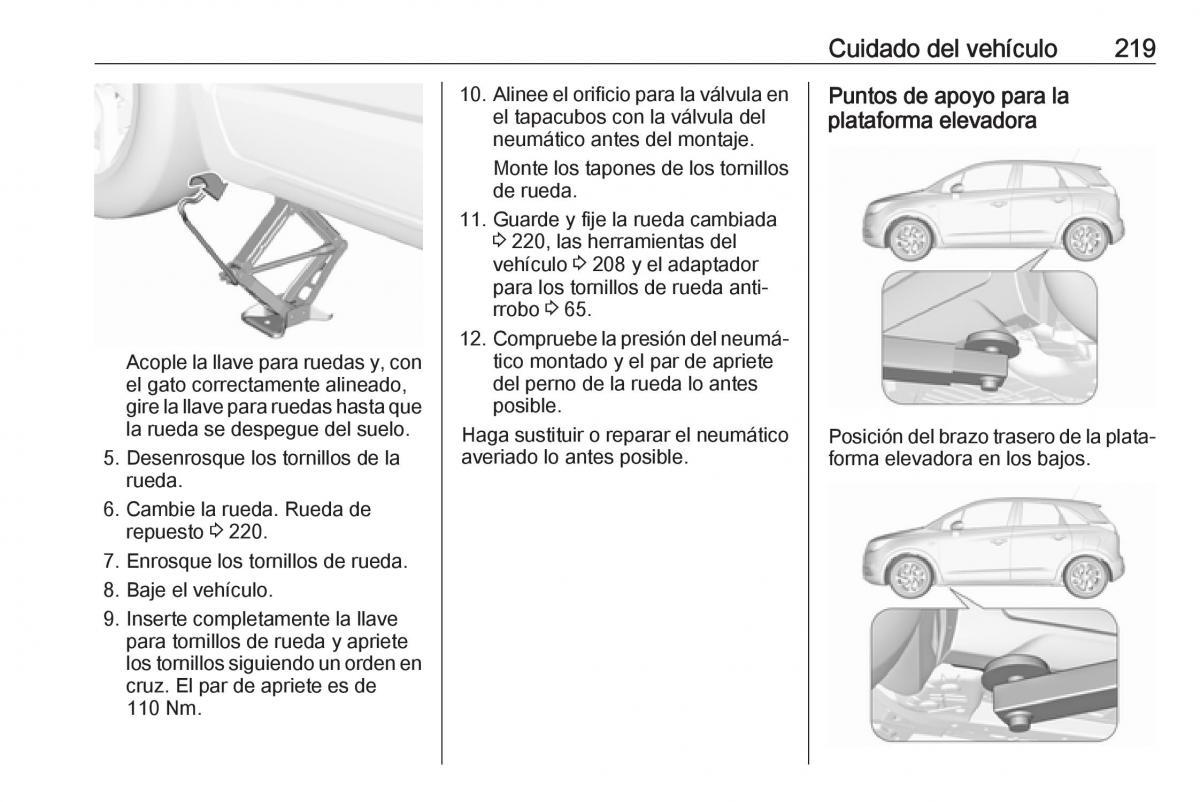 Opel Crossland X manual del propietario / page 221