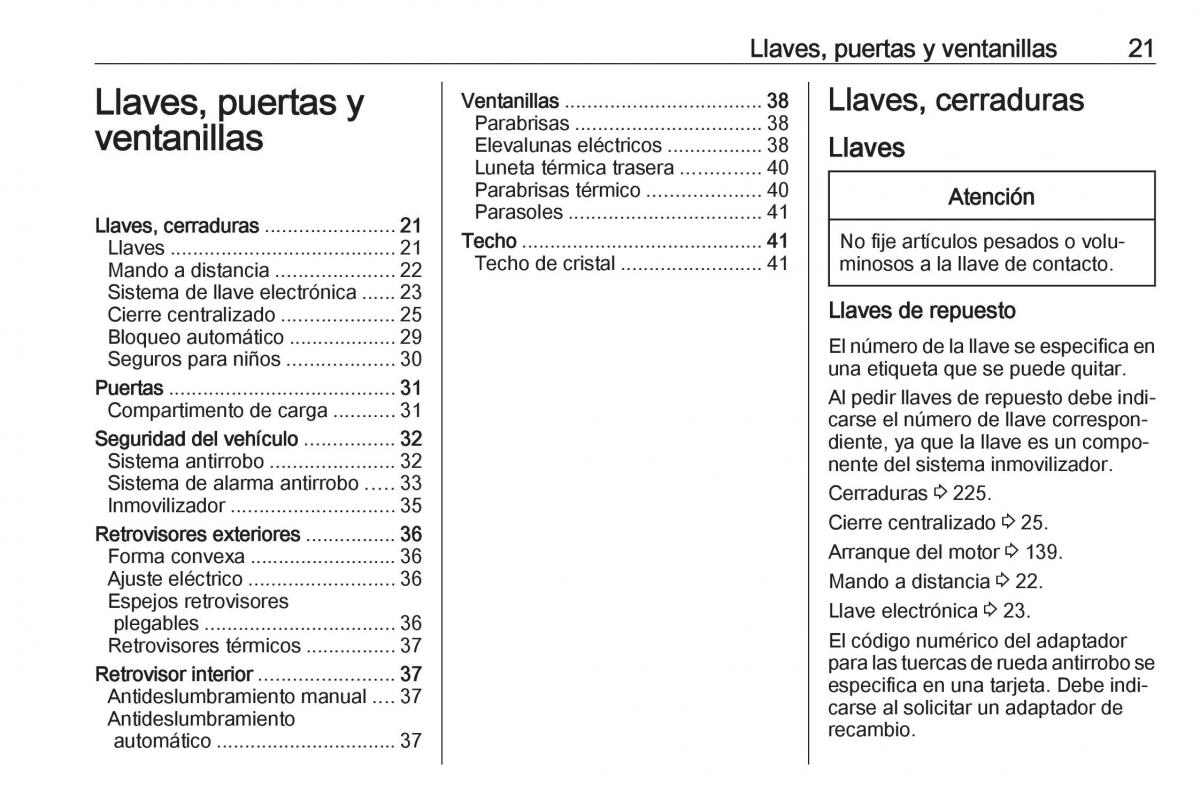 Opel Crossland X manual del propietario / page 23