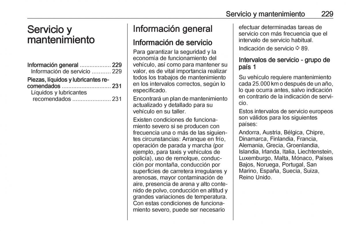 Opel Crossland X manual del propietario / page 231