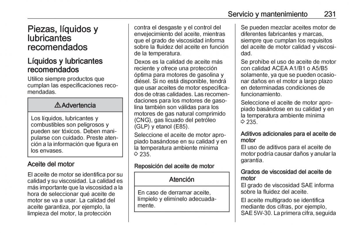 Opel Crossland X manual del propietario / page 233