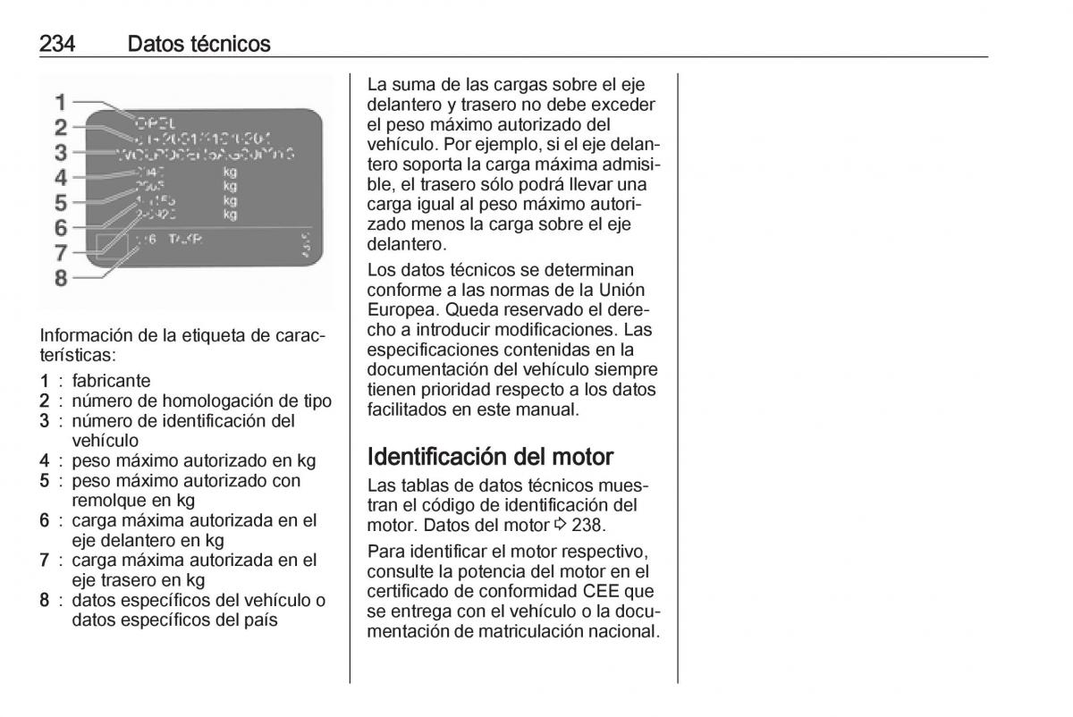 Opel Crossland X manual del propietario / page 236